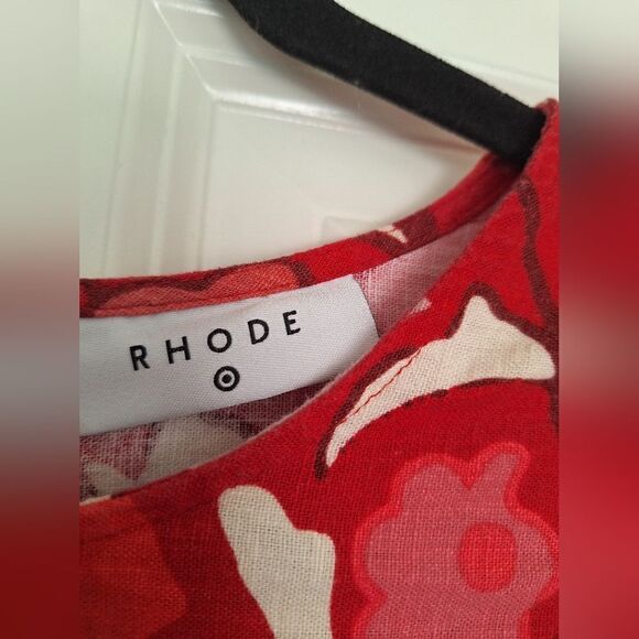 Rhode red white 50% linen maxi dress size L‎ - Picture 3 of 7